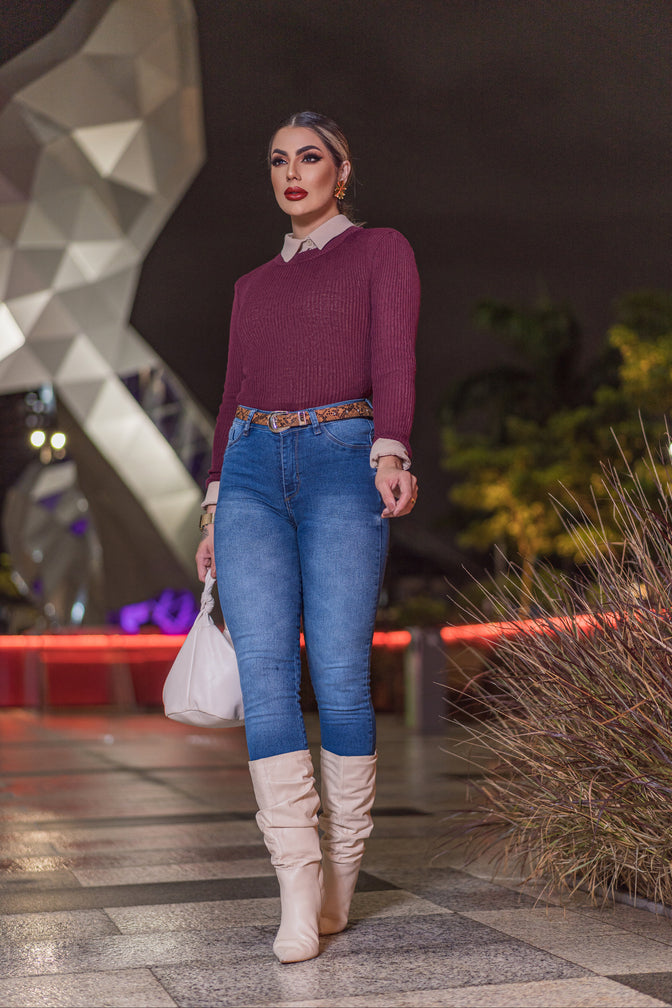 Blusa Feminina Cacharrel Canelada Lisa Moda Tricot